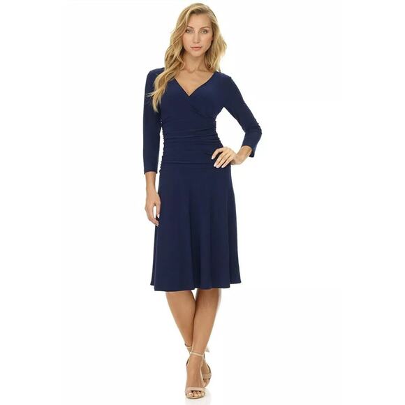 Rekucci Dresses & Skirts - Rekucci Women's Slimming 3/4 Sleeve Fit-and-Flare Tummy Control Dress